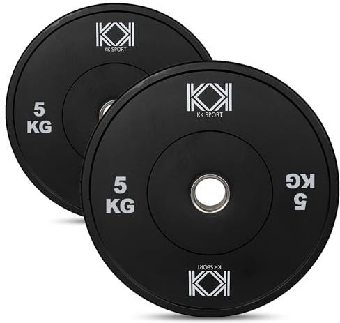 KK Rubber Weight Plate Set - 2 Inch Bumper Weight Plates – Durable Barbell Weights Set - Dumbbell Plates For Training & Weightlifting (4 X 5KG)