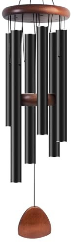 Vento campanelli per fuori legno simpatia vento commemorativo la perdita di un amato madre padre regalo arredamento della casa giardino all'aperto patio (nero, 37Inch)