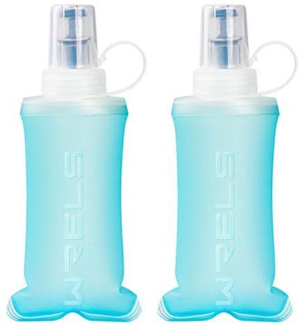 WRELS TUP - Termo suave plegable, botellas de agua plegables ligeras sin PBA, a prueba de fugas, duradero, para exteriores (150 ml, azul claro, 2 paquetes)