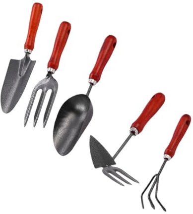 BESPORTBLE Ensemble D'outils De Jardinage 5pcs Outils De Jardinage D'extérieur Plantation De Fleurs Et Légumes Outils Pratiques Et Solide Râteaux De Jardin