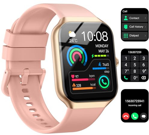 Jugeman Fitnessuhr mit Bluetooth AnrufeIP68 Wasserdicht Fitness Tracker für iOS Android