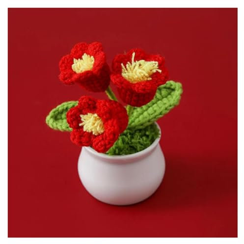 Bouquet di fiori all'uncinetto fatto a mano, tulipani, fiori all'uncinetto, fiori intrecciati a mano, ornamento da scrivania, decorazione per auto, casa, regalo per la festa degli insegnanti (orchidea