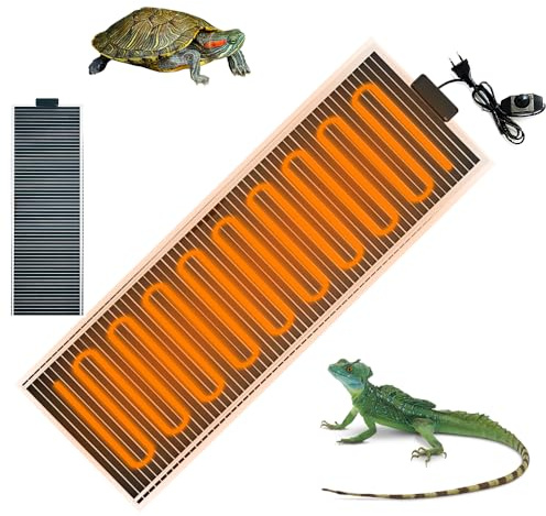 SKIKHN Tapis Chauffant Reptile, 80 × 28 Cm Tapis Chauffant Terrarium, Mat Tapis Température Adjustable Chauffage Chauffant avec Contrôle de la Température, pour Reptiles, Lézard, Serpents, Araignée