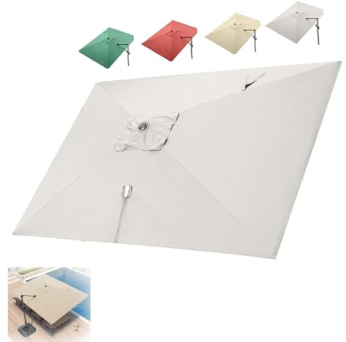 ZIUSFAC 250×250cm Copertura di Ricambio per Ombrellone A Sbalzo Quadrato Telo di Ricambio per Ombrellone Decentrato Telo Ombrellone da Patio 8 Stecche(Beige,3x3 (9.8x9.8ft))
