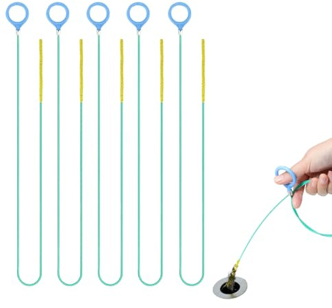 dinghaole 5 Stück Abflussspirale Reinigungsschaken Sticks, Abflussreiniger Spirale, Reinigungsbürsten für Abwasserkanäle, Flexibles Rohrreinigungsbürste Rohrbürste für Badezimme Steckloch Küche
