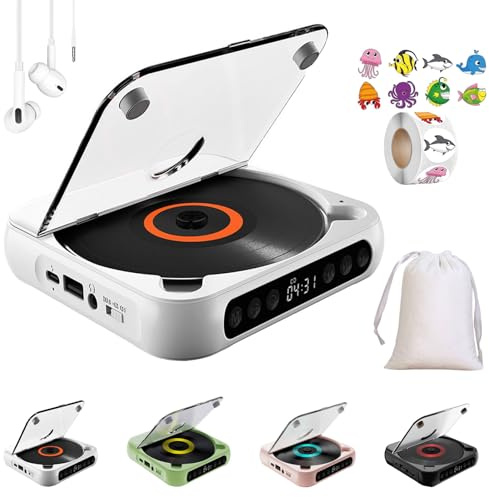 Lecteur CD Portable avec Bluetooth, 2025 Nouveau Lecteur CD Compatible Bluetooth avec Casque, Prend en Charge Les Modes CD/USB/BT et Répétition (Blanc)