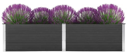 Qnhdfrt Aiuola rialzata da giardino in WPC, grigio, sottile, alta, 250 x 100 x 54 cm, per balcone, terrazza ed esterni, design moderno