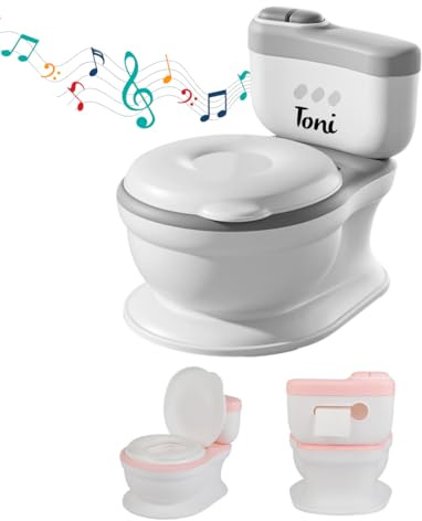 Personalisierbares Töpfchen mit Musik Grau – mit Soundfunktion & weichem Sitz – für Babys und Kleinkinder – personalisiert mit Namen – Tryco