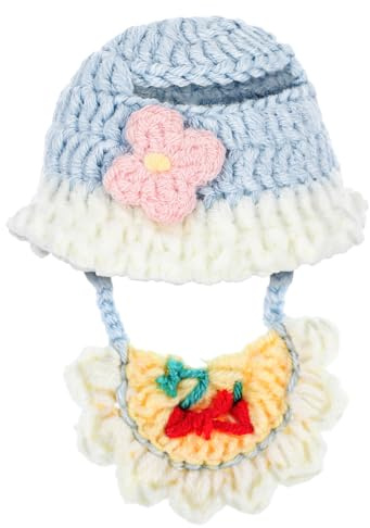 POPETPOP per Bambole Compatibile Cappello e Bavaglino Uncinetto Fatto Mano Accessori Morbidi per Vestiti Giocattolo e Orsetti