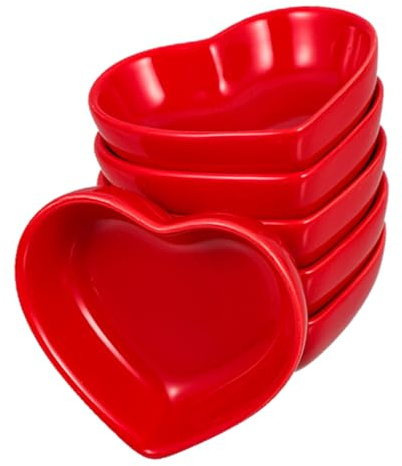 Gadpiparty 6 pezzi Piatti Fondi Cuore in Ceramica per Condimenti e Salse Contenitori Comodi per Spezie per Cucina Feste Picnic e Regali Colorati