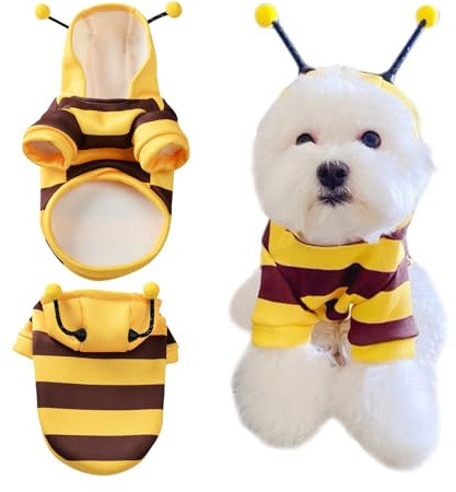 HTTDSLF Costume da Ape per Cani, Felpe con Cappuccio per Cani, Felpe con Cappuccio Ape, Felpa con Cappuccio, per Halloween, Natale, Cosplay, per Taglia Piccola e Media (M)