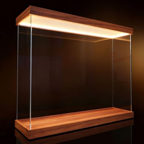 Vitrina Expositora Caja Larga de Acrílico con Luz LED Cálida. Vitrina Transparente a Prueba de Polvo para Exhibir Trofeos, Figuras y Libros. Vitrina Apilable de Acrílico(70x15x15cm/28x6x6in)