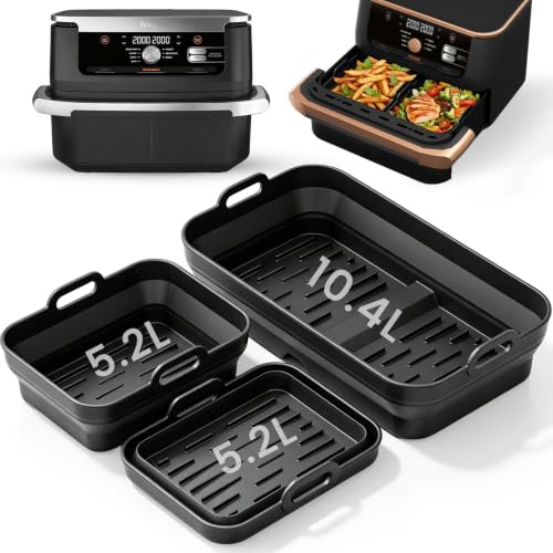 Moules Silicone Air Fryer pour Ninja Foodi Foodi FlexDrawer AF500EU 10,4L | 3 Accessoire Moules Silicone Pliables Réutilisables Pour COSORI Air Fryer 10l Twinfry Compact 8,6 L (2 X 5,2 L + 1 X 10,4 L)
