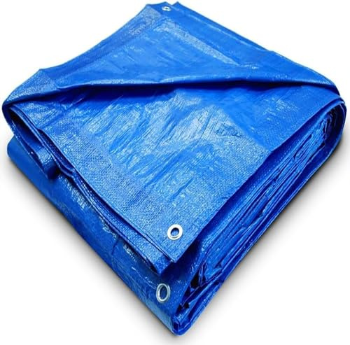 Telone In Plastica PE Leggero, Protezione UV, Antipioggia, 160 G/M², Piccolo Telone Di Copertura Utilizzato Per Legna Da Ardere, Mobili Da Giardino, Capannoni, Campeggio blue-orange,2 * 2m