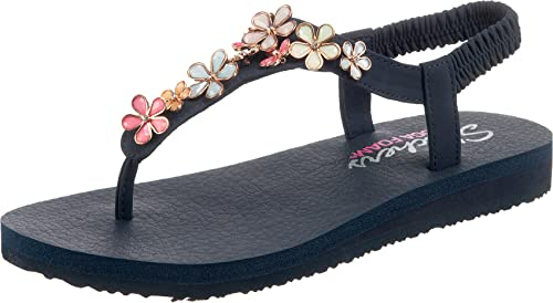 Skechers Damen Meditation Glass Daisy Slingback Sandalen, Navy Mitobuck Rhinestone Trim, 39 EU
