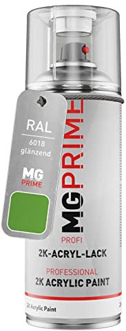 MG PRIME RAL 6018 Gelbgrün/Yellow green glänzend 2K Acryl Spraydose Sprühdose 400 ml schnelltrocknend