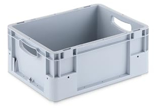 Eurobehälter 400x300x180 mm (LxBxH) | stapelbar | Wände und Boden geschlossen | Mit Handgriff | 15 Liter | aus PP-C | Premium-Qualität Made in Germany Farbe grau