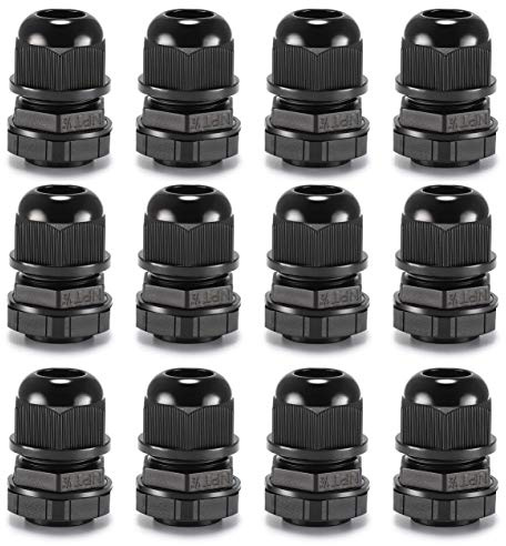 QILIPSU 12pcs 1/2 NPT Cable Gland Waterproof IP68 Nylon Cable Pass Through Cord Grip Connector Strain Relief Wire Grommet