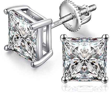 Boucle D'oreille Homme Boucle D Oreille Hommes Diamant Pour Femmes Hommes Boucles D'oreilles Diamant Carré Clous D'oreille Or Blanc à Vis