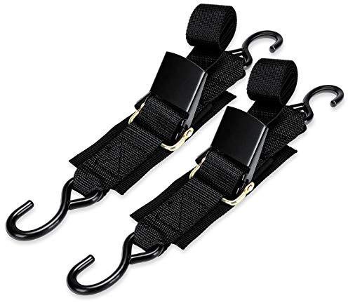 WELLUCK Boat Trailer Transom Tie Downs Straps 1200 LBS, 2 x 4' Adjustable Boat Buckle Transom Tie Downs to Trailer, Marine, Jet ski, Pontoon, with Quick Release Buckle & Anti-Scratch Hooks