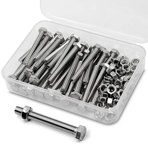 M5*40mm 40 Stück 304 Edelstahl Sechskantschrauben Bolzen und Muttern set, Maschinenschrauben schrauben