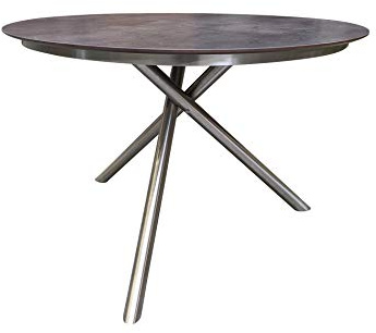 Ploß Carlos Dining-Tisch, Anthrazit-Mamoriert, Edelstahl/HPL, 110x110 cm, Kreuzfuß, robust, rund