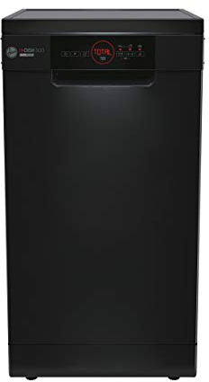 Hoover H-DISH 500 Freestanding Slimline Dishwasher, 10 Place Settings, Class E, Total Care Programme & Quick Wash, Eco Mode, Black, 45x61x85 cm - HDPH 2D1049B-80