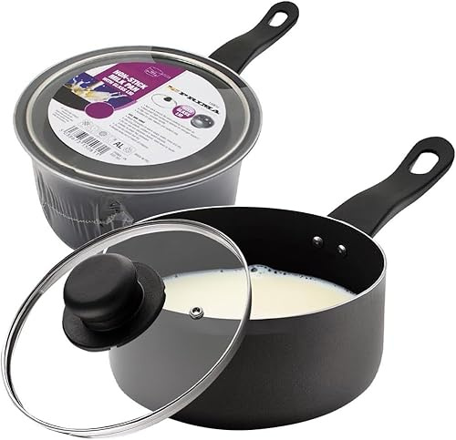 20CM Milk PAN + Glass LID Sauce Pot Tea Handle Kitchen Non Stick COOKWARE New | Easy to Clean | Stay Cool Wooden Handle | Boil Eggs Warming Milk