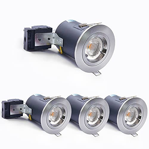 4XSweier 90 Minuti Fuoco Stimato GU10 LED Downlights IP20 Plafoniere da incasso, dotato di scatola di giunzione con zoccolo per lampada GU10 da 230V (non include la lampadina)