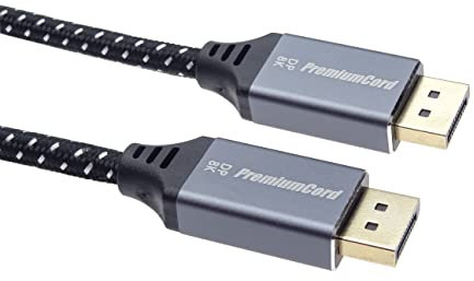 PremiumCord Cavo 8K DisplayPort 1.4 M/M 1 m, Spina a Spina, 32,4 Gbps, Video 8K@30Hz, 5K@60Hz, 4K@120Hz 2160p, HDCP 2.2, Connettori Placcati Oro, Treccia In Tessuto