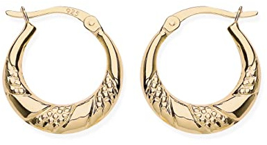 9ct Gold on Silver Fancy Creole Hoop Earrings -