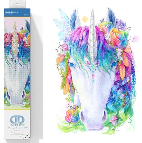DIAMOND DOTZ DD11.004 - Original 5D Diamond Painting Set Mystic Unicorn Einhorn, Kreativset mit 14.681 Diamant Mosaiksteinen, Malset ca. 41x51 cm, DIY Komplettset für Erwachsene und Kinder ab 8 Jahren