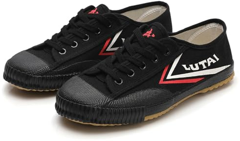 ZHENSI Zapatos De Artes Marciales para Niños Y Adultos Zapatillas De Deporte De Tai Chi Kung Fu Zapatillas De Deporte De Lona De Parte Inferior Descalzas,Negro,41 EU
