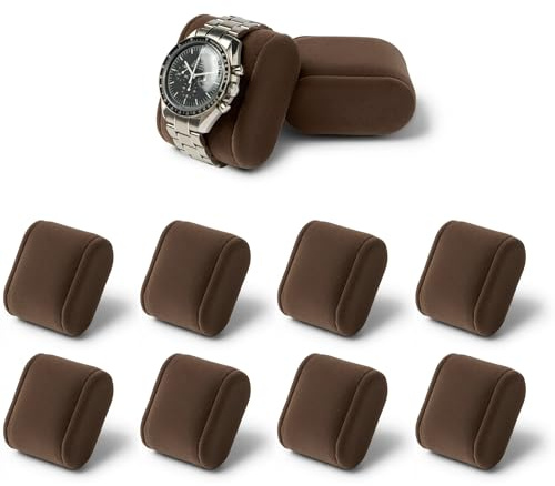 TAWBURY Bayswater Lot de 8 coussins pour boîte de montre – Taille S | Circonférence de 18 cm | Largeur 55 mm | Compatible avec nos boîtes de montre Bayswater à 8 emplacements (marron/gris)