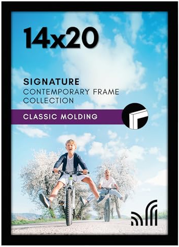 Americanflat 14x20 Picture Frame with Polished Plexiglass - Signature Collection - Gallery-Style Frames Made of Engineered Wood - Photo Frame for Wall Display - Black