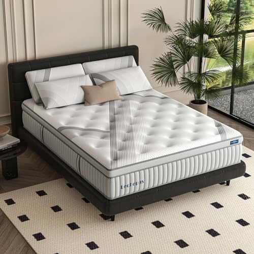 Full Mattress, Lechepus 14 Inch Plush Memory Foam Hybrid Mattress for Pressure Relief, 7-Zone Individual Pocket Springs Mattress, Full Size Mattress in Box, CertiPUR-US Certified Full Bed, 54x75x14