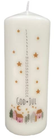 Adventskranzkerze Kalenderkerze 1-24 Weihnachten Advent Alvena 6 God Jul Stumpenkerze (20/7cm)
