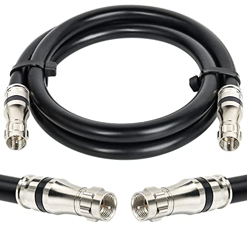 MOOKEERF RG11 Coaxial Cable 3ft F Type Cable,Low Loss RG11 Cable 3 Feet,14AWG RG11 Coax Cable 75ohm,High Definition RG11 F Type Connector Cable for CATV,Satellite Dish,VHF/UHF,Radio,TV Antennas