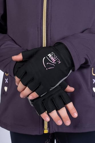 HKM Hobby Horsing Guantes de montar para niñas Negro/Gris 10