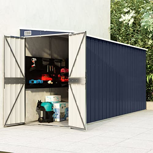 BaraSh Wand-Geräteschuppen Anthrazit 118x382x178 cm Stahl GeräTehaus Metall GeräTeschuppen GeräTehaus Garten Schrank GeräTehauser