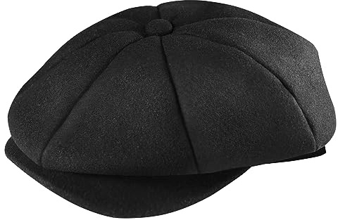 AYAMAYA Herren Newsboy Cap, Grau Tweed Vintage Verstellbar Peaky 8 Stück Herren Gatsby Barett Hut, Schwarz, 54-56