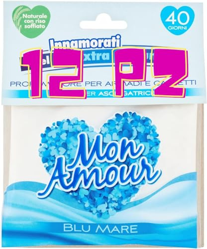 Felce Azzurra Mon Amour - Profumatore per Armadi e Cassetti, Blu Mare, Extra Profumo - 12 Bustine x 20 gr