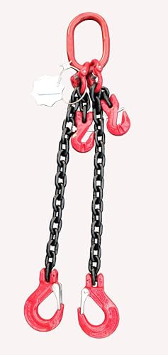 Kettengehänge 2-Strang 10mm nach EN 818-4 hochfest und geprüft Tragfähigkeit:4,25t Beschlagteile nach EN 1677-2 Anschlagkette Krankette Länge:4m mit Verkürzungshaken