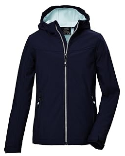 killtec Flicka softshelljacka/utomhusjacka med huva KOW 349 GRLS SFTSHLL JCKT, mörk marinblå, 140, 42142-000