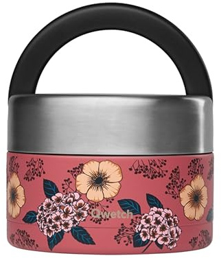 QWETCH - Thermobehälter für Essen mit Griff - 650ml Anemonen - Lunchbox Edelstahl Isotherm - 5h Heiß & 7h Kalt - Auslaufsicher & BPA-frei