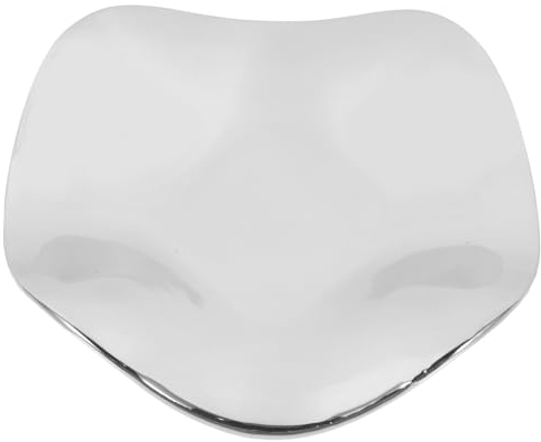 Petit Plateau à Bijoux en Céramique Argenté, Plat de Présentation Délicat