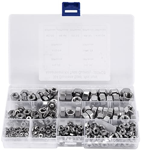 Wanjorlay Edelstahl Muttern 2-56 Bis 3/8 16 UNC Sechskant Muttern Sortiments Kit für Schrauben Schrauben- 280 StüCke