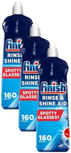 Finish, Dishwasher Rinse Aid, Fresh Rinse & Shine Cleaner, 2.4L (800ml x 3 pck), Ultimate Clean & Diamond Shine, Glass Protection, Spot Prevention, Better Drying vs Finish Detergent alone