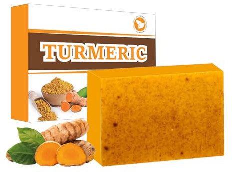Turmeric Soap Bar for Body & Face - Natural Kojic Acid, Collagen, Vitamin C, Dark Spot Remover for Even Skin Tone, Dark Spots, Smooth Skin (100g)