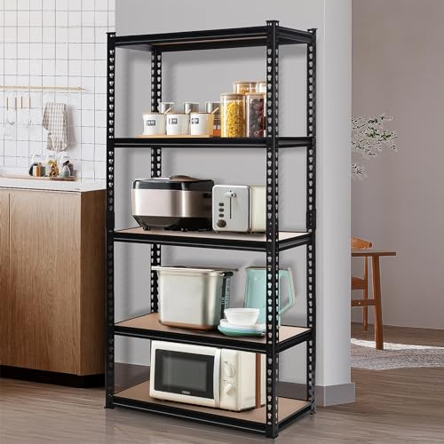 PACHIRA Verstellbares Schwerlastregal, 183 x 80 x 40 cm Garagenregal Gesamt Tragkraft bis 875kg, Robuste Lagerregale, Regal mit Stahlgestell, Vorratsregal Kellerregal für Küche, Abstallraum, Büro